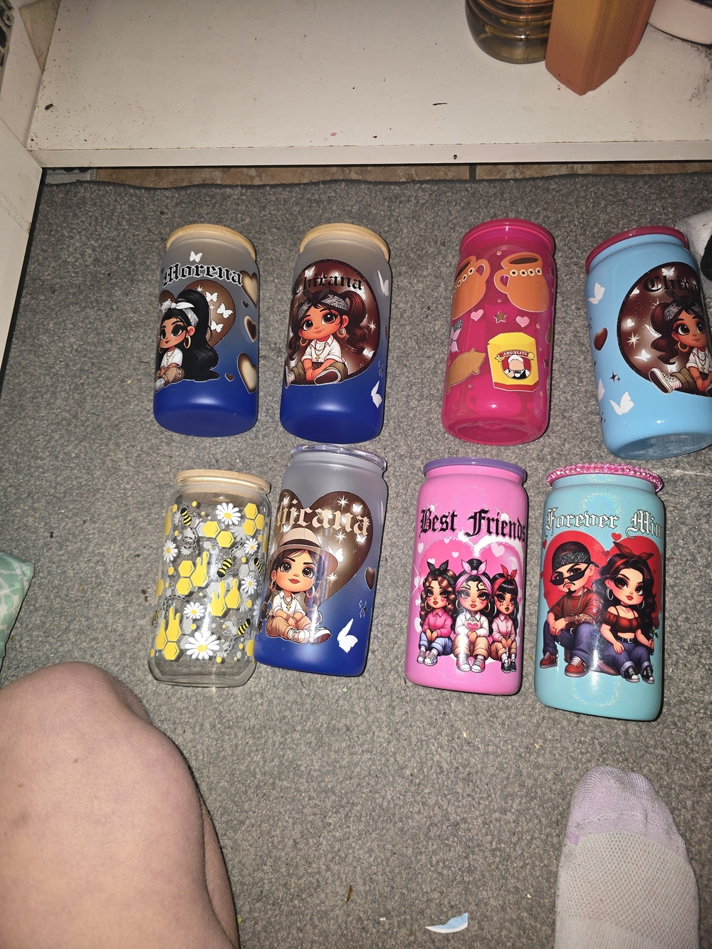 Forever 21 Colorful Pink & Blue Best Friends Tumbler Set